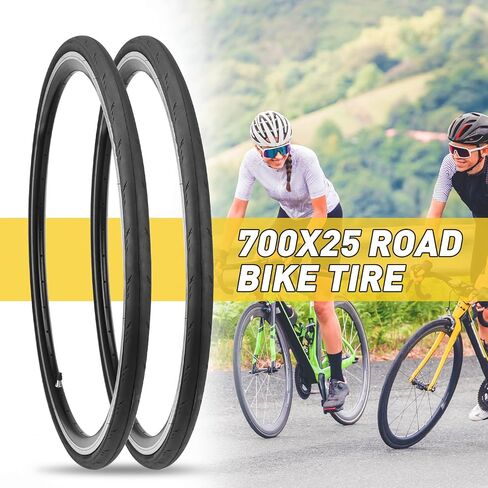 700x25c & 700x28c Road Bike Tire Set– 2 High-Performance Tires + 2 Butyl Inner Tubes + 2 Tire Levers – Lightning Tread Pattern, FV48mm Valve，for Road Bike/City Bike/Gravel Bike in Saudi Arabia