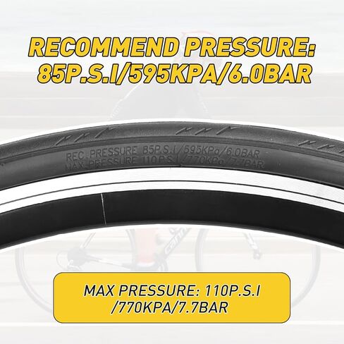 700x25c & 700x28c Road Bike Tire Set– 2 High-Performance Tires + 2 Butyl Inner Tubes + 2 Tire Levers – Lightning Tread Pattern, FV48mm Valve，for Road Bike/City Bike/Gravel Bike in Saudi Arabia