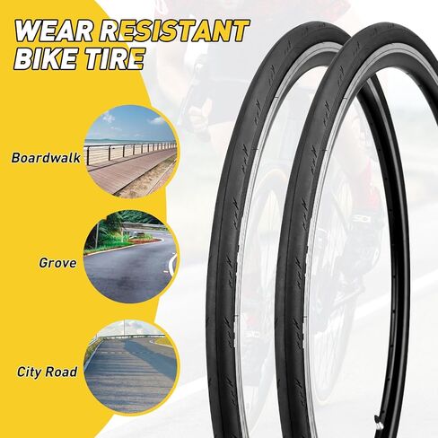 700x25c & 700x28c Road Bike Tire Set– 2 High-Performance Tires + 2 Butyl Inner Tubes + 2 Tire Levers – Lightning Tread Pattern, FV48mm Valve，for Road Bike/City Bike/Gravel Bike in Saudi Arabia