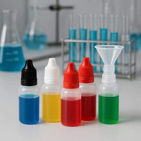 10 PCS (6 Bottles + 4 Funnels) 15ml Small Plastic Dropper Bottles - White, Black & Red Portable Travel Containers Eye Liquid Dropper Bottles, Squeezable Refillable Bottle with Cap and Plug in Saudi Arabia