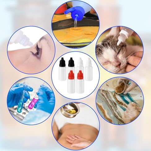 10 PCS (6 Bottles + 4 Funnels) 15ml Small Plastic Dropper Bottles - White, Black & Red Portable Travel Containers Eye Liquid Dropper Bottles, Squeezable Refillable Bottle with Cap and Plug in Saudi Arabia