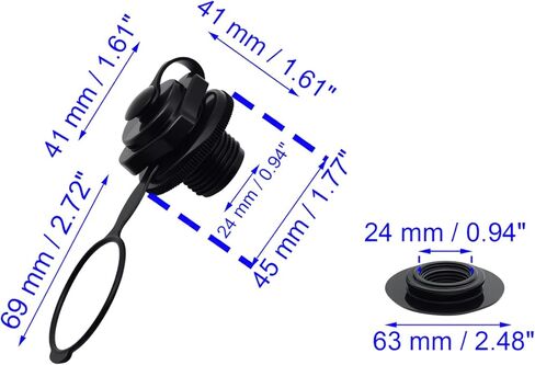 2 Set Inflatable Boat Air Valve Black Plastic Air Valve Towable Tube Plug with Base for Most Inflatable Boat Kayak (24 mm) in Saudi Arabia