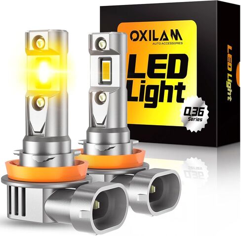 مجموعة مصابيح الإضاءة OXILAM H11 9005، 70000 لومن 900% أكثر سطوعًا 6500 كلفن ضوء أبيض بارد، H11-H9-H8 9005-HB3 استبدال هالوجين ضوء الضباب DRL مقاس 1:1، تصميم لاسلكي، IP68 مقاوم للماء، حزمة من 4 in Kuwait