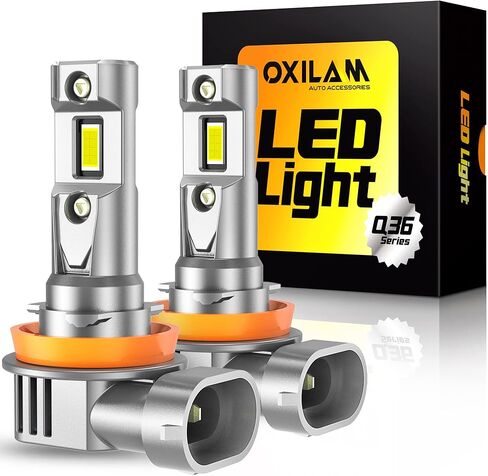 مجموعة مصابيح الإضاءة OXILAM H11 9005، 70000 لومن 900% أكثر سطوعًا 6500 كلفن ضوء أبيض بارد، H11-H9-H8 9005-HB3 استبدال هالوجين ضوء الضباب DRL مقاس 1:1، تصميم لاسلكي، IP68 مقاوم للماء، حزمة من 4 in Kuwait