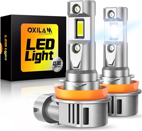مجموعة مصابيح الإضاءة OXILAM H11 9005، 70000 لومن 900% أكثر سطوعًا 6500 كلفن ضوء أبيض بارد، H11-H9-H8 9005-HB3 استبدال هالوجين ضوء الضباب DRL مقاس 1:1، تصميم لاسلكي، IP68 مقاوم للماء، حزمة من 4 in Kuwait