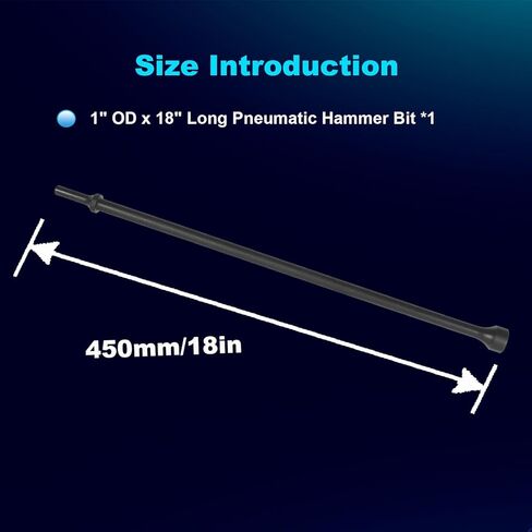 لقمة مطرقة هوائية، 1 بوصة OD × 18 بوصة لقم مطرقة هواء طويلة، أداة هوائية ساق 0.401 بوصة مناسبة لمطرقة الهواء، سبائك فولاذ Cr-Mo in Kuwait