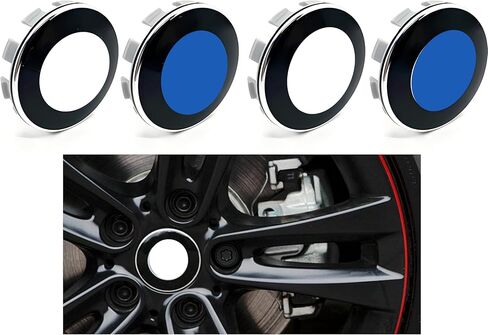 68mm Snap-On Wheel Center Caps 4-Pack - ABS Chrome Hub Covers for German Luxury Brand Cars X Models & Sedans | Waterproof & Anti-Theft Fitment (Blue White) in Saudi Arabia