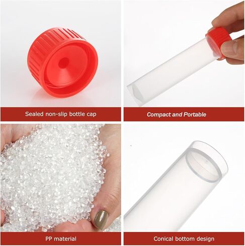 100 PCS Plastic Test Tubes with Caps 30 ml Plastic Vials with Caps 30 ml Transparent Test Tubes with Lids for Laboratory, Scientific Experiments, Liquid Storage in Saudi Arabia