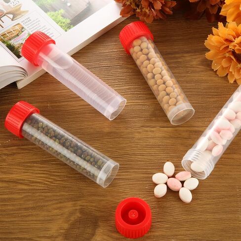 100 PCS Plastic Test Tubes with Caps 30 ml Plastic Vials with Caps 30 ml Transparent Test Tubes with Lids for Laboratory, Scientific Experiments, Liquid Storage in Saudi Arabia