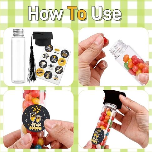 2026 Graduation Candy Tubes, 2026 Graduation Party Favors Candy Containers and Mini Grad Caps with Black Tassels Stickers for DIY Grad Table Party Favors in Saudi Arabia