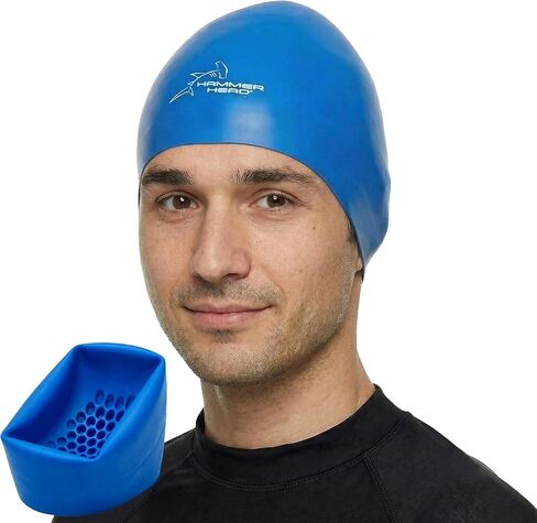 Hammer Head Swim Cap for Safety and Speed with Honeycomb Impact Technology - Reduce Frontal Drag - One Year No-Rip Guarantee in Saudi Arabia