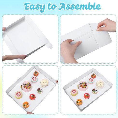 6 Set 26 x 18 x 4 Inch Corrugated Full Sheet Cake Box Bottom with Thick Cake Boards White Non Window Sheet Cakes Box Bottom Large Greaseproof Rectangle Bakery Tray for Packaging Cupcakes in Saudi Arabia