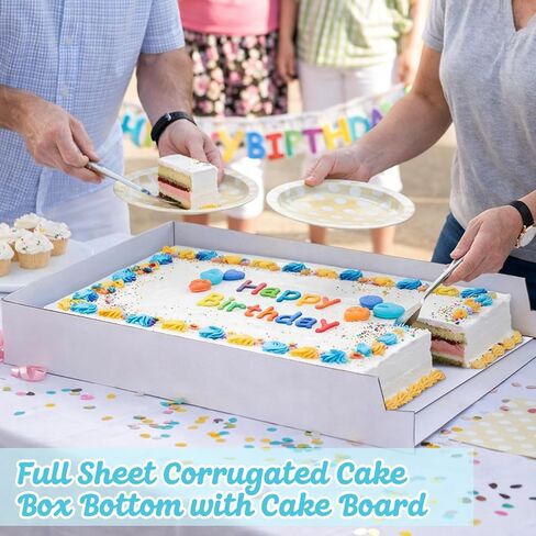 6 Set 26 x 18 x 4 Inch Corrugated Full Sheet Cake Box Bottom with Thick Cake Boards White Non Window Sheet Cakes Box Bottom Large Greaseproof Rectangle Bakery Tray for Packaging Cupcakes in Saudi Arabia