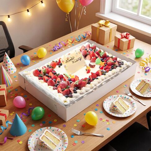 6 Set 26 x 18 x 4 Inch Corrugated Full Sheet Cake Box Bottom with Thick Cake Boards White Non Window Sheet Cakes Box Bottom Large Greaseproof Rectangle Bakery Tray for Packaging Cupcakes in Saudi Arabia