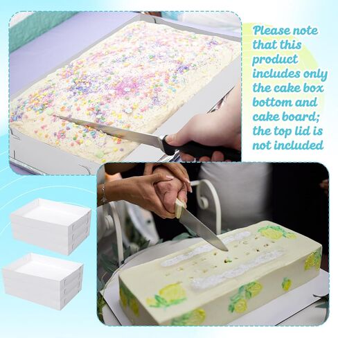 6 Set 26 x 18 x 4 Inch Corrugated Full Sheet Cake Box Bottom with Thick Cake Boards White Non Window Sheet Cakes Box Bottom Large Greaseproof Rectangle Bakery Tray for Packaging Cupcakes in Saudi Arabia