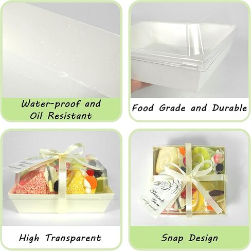 50 PCS Charcuterie Boxes with Clear Lids, 5.3 * 5 * 2.5 Inches Paper Bakery Box To Go Food Containers for Desserts, Sandwich, Cookies, Cake Slice, Strawberries in Saudi Arabia