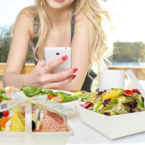 50 PCS Charcuterie Boxes with Clear Lids, 5.3 * 5 * 2.5 Inches Paper Bakery Box To Go Food Containers for Desserts, Sandwich, Cookies, Cake Slice, Strawberries in Saudi Arabia