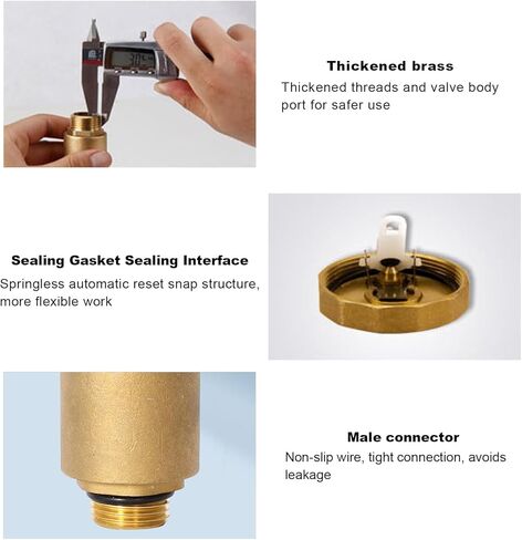 KVAEY Brass Automatic Float Valve, 1/2" Male NPT Thread Brass Air Bleeder Release Vent Valve, Automatic Air Bleed Vent with Male Thread for Hot Water Radiator Boiler Heat System (1/2") in Saudi Arabia