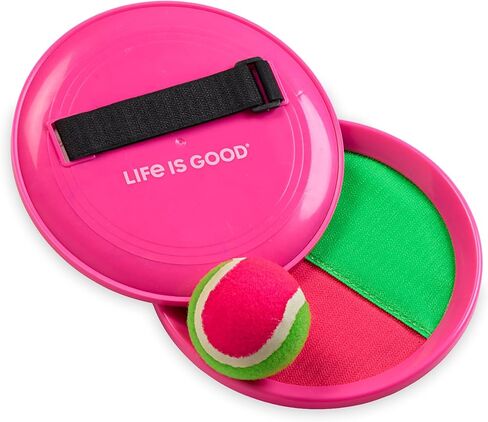Life is Good Toss and Catch Ball Set (Pink/Green), Enjoy Family Outdoor Games with 2 Paddles, 2 Balls & 1 Carry Bag, No-Setup 2-Player Paddle Game for Beach, Backyard, Park & Travel Fun in Saudi Arabia