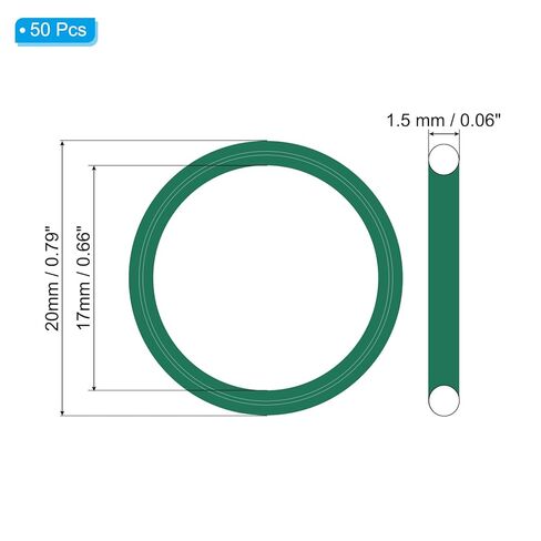 PATIKIL Fluorine Rubber O-Ring 20mm OD 17mm ID 1.5mm Width, 50Pcs Metric FKM Sealing Gasket Replacement for Seal Plumbing and Faucet Hose Machinery Plumbing Valves, Green in Saudi Arabia