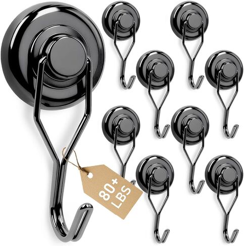 Magnetic Hooks, 20LBS Strong Neodymium Magnets with Swivel Hook, Rustproof Heavy Duty Hooks for Refrigerator, Kitchen, Garage, Office, Classroom, Grill & Cruise - 12 Pack in Saudi Arabia