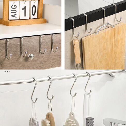 3 Pieces Heavy Duty Dual-Hooks Door Hooks Cabinet Organizer Hanger for Towels, Clothes, Hats and Bags Use in Bathroom, Bedroom, Kitchen(Silver) in Saudi Arabia