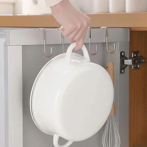3 Pieces Heavy Duty Dual-Hooks Door Hooks Cabinet Organizer Hanger for Towels, Clothes, Hats and Bags Use in Bathroom, Bedroom, Kitchen(Silver) in Saudi Arabia