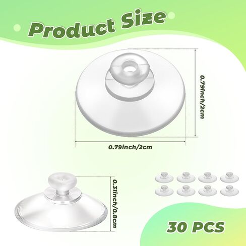 30Pcs 20mm/0.79" Furniture Desk Glass Transparent Anti-Collision Suction Cups Small Rubber Suction Cups for Glass Table Tops, Furniture, Desk, Bumper Protection Without Hooks in Saudi Arabia