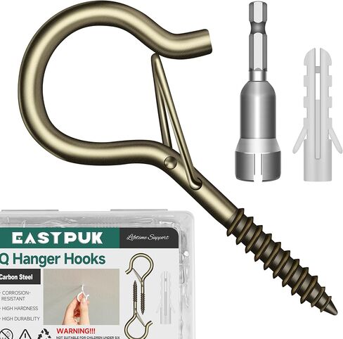 20 قطعة من خطافات Q-Hanger مع مشبك أمان، خطافات تعليق على شكل حرف Q بيضاء مقاس 2.2 بوصة لتعليق أضواء عيد الميلاد في الهواء الطلق، نباتات مع سائق صامولة جناح واحد in Kuwait