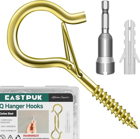 20PCS Q-Hanger Hooks with Safety Buckle, 2.2 Inch White Eye Hook Screw Cup Wall Ceiling Q-Hanger Hooks for Outdoor String Lights Hanging Christmas Lights, Plants with 1 Wing Nut Driver in Saudi Arabia