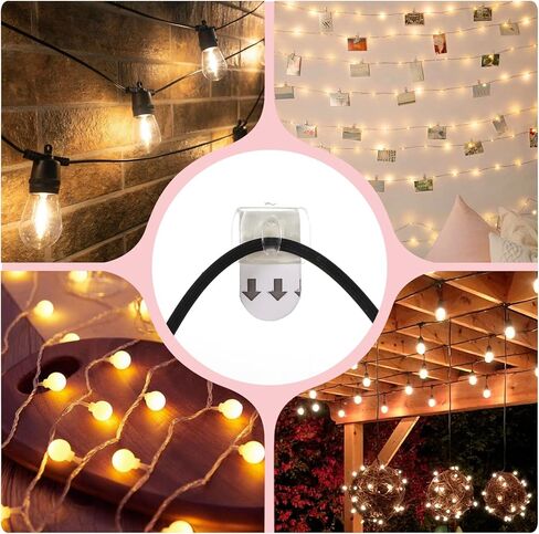 60Pcs Mini Adhesive Hooks, Light Clips for Hanging, Removable Clear Mini Lights Strip Clip for Wall, Indoor, Festival Decoration in Saudi Arabia