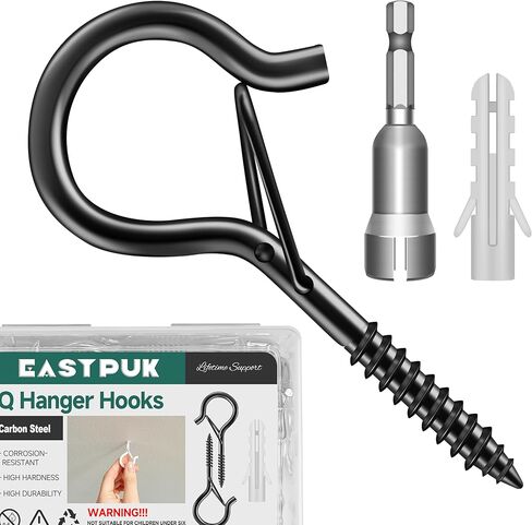 20PCS Q-Hanger Hooks with Safety Buckle, 2.2 Inch White Eye Hook Screw Cup Wall Ceiling Q-Hanger Hooks for Outdoor String Lights Hanging Christmas Lights, Plants with 1 Wing Nut Driver in Saudi Arabia