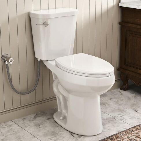 17.9 Inch ADA Two-Piece Toilet for Bathroom, Los Flexi Elongated Bowl & Comfort Height Toilet, Powerful Siphon Jet Flush 1.28 GPF, Tall Toilet With Convenience, Standard 12" Rough-In & S-Trap in Kuwait