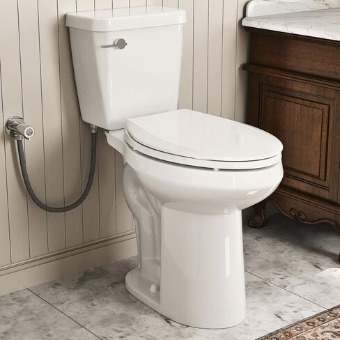 17.9 Inch ADA Two-Piece Toilet for Bathroom, Los Flexi Elongated Bowl & Comfort Height Toilet, Powerful Siphon Jet Flush 1.28 GPF, Tall Toilet With Convenience, Standard 12" Rough-In & S-Trap in Kuwait
