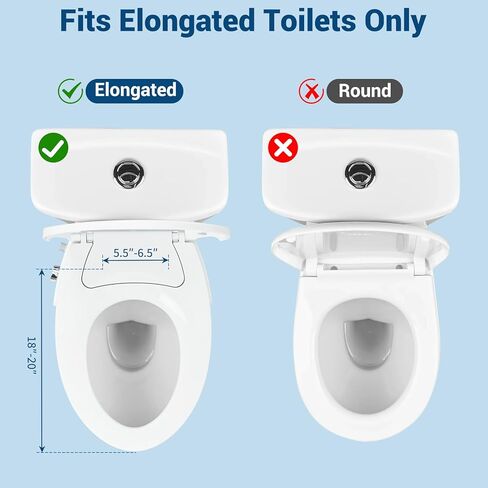 Elongated Bidet Toilet Seat, Non-Electric Dual Nozzle (Front & Rear Wash), Self-Cleaning Wand with Quiet-Close Lid, Easy Installation with All Accessories Included, White in Saudi Arabia