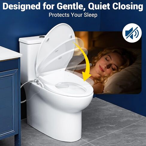 Elongated Bidet Toilet Seat, Non-Electric Dual Nozzle (Front & Rear Wash), Self-Cleaning Wand with Quiet-Close Lid, Easy Installation with All Accessories Included, White in Saudi Arabia