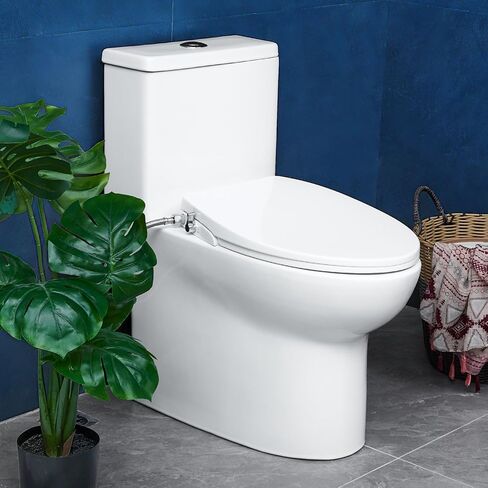 Elongated Bidet Toilet Seat, Non-Electric Dual Nozzle (Front & Rear Wash), Self-Cleaning Wand with Quiet-Close Lid, Easy Installation with All Accessories Included, White in Saudi Arabia