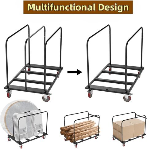 Folding Table Cart, Heavy Duty Drywall Cart 1800 LBS&10 Table Capacity,Table Dolly with 4" PU Swivel Wheels for Moving Lumber, Folding Table, Sheetrock, for Party Events, Hotel, Factory, Warehouse in Saudi Arabia