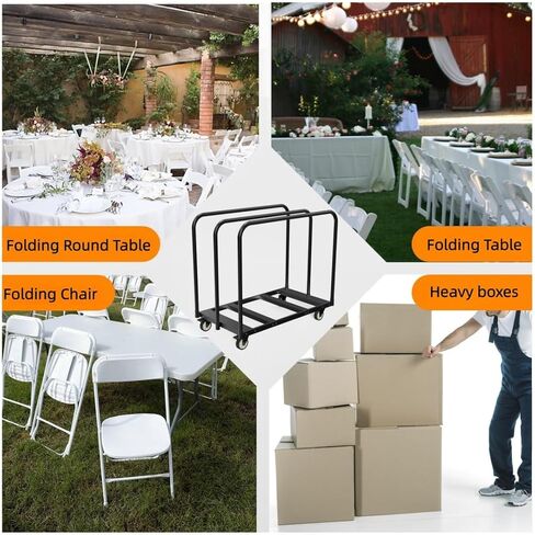 Folding Table Cart, Heavy Duty Drywall Cart 1800 LBS&10 Table Capacity,Table Dolly with 4" PU Swivel Wheels for Moving Lumber, Folding Table, Sheetrock, for Party Events, Hotel, Factory, Warehouse in Saudi Arabia