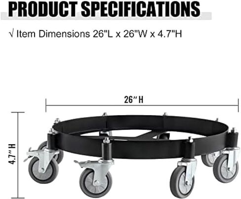 55-Gallon Drum and Garbage Can Dollies - 2000 Pound Trash Can Dolly Swivel Casters Wheel Steel Frame Cart Non Tipping Hand Truck Capacity in Saudi Arabia