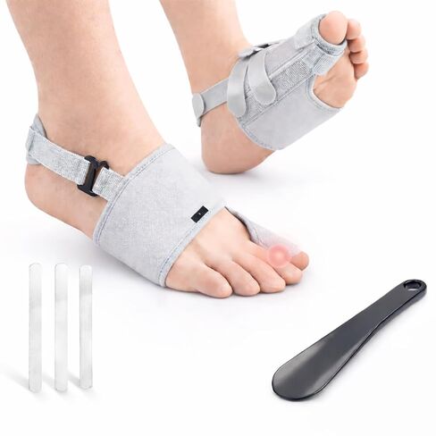 Broken Big Toe Splint Brace for Women Men, Big Toe Splint for Broken Toe with 3 Stainless Steel Plates, Adjustable Broken Toe Brace, Turf Toe Support, Detachable Heel Strap Buckle, Shoehorn Included, Gray Right in Saudi Arabia