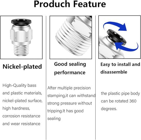 3/8 Push to Connect Fittings,CEKER 3/8 Inch Od Tube to 1/8" NPT Male Thread Air Line Quick Connect Fitting for Air Ride Air Horn Air Compressor 2Pack in Saudi Arabia