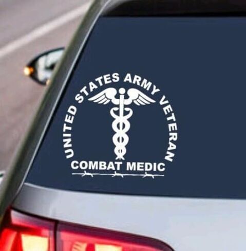 Sticker Army Medic Decal United States Army Combat Veteran 6'' Decal Armed Forces Combat Soldier Military United States for Car Truck Window Laptop Bumper US Flag (Gold) in Saudi Arabia