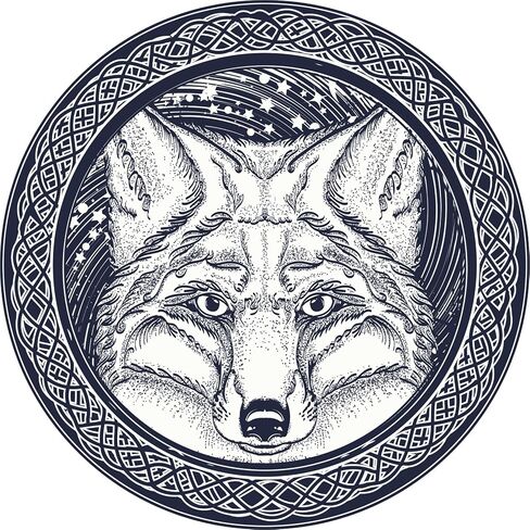 Cool Wild Fox Wolf Celtic Knot Icon Vinyl Decal Sticker (12" Wide) in Saudi Arabia