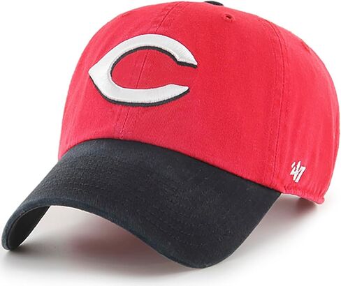 47 Brand MLB Two Tone Primary Logo Clean Up Adjustable Baseball Cap Hat, Adult One Size Fits All - Cincinnati Reds Red Black in Saudi Arabia