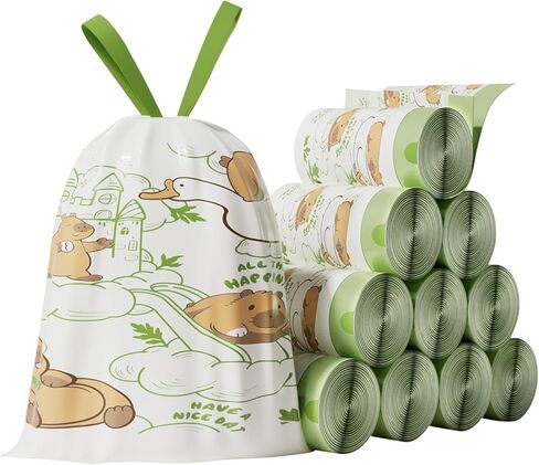 4 Gallon Trash Bags Drawstring, Portable Small Trash Bags with Printed Lily Design, Tear-Free, Leakproof & Durable for Bathroom, Office, 50 Counts in Saudi Arabia