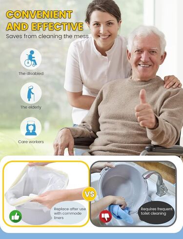 KONE 110 Count Commode Liners Disposable Waste Bags Fits All Standard Bedside Portable Toilet Chair Bucket Potty Bedpan Easy to Use in Saudi Arabia