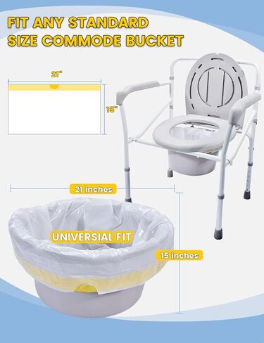 KONE 110 Count Commode Liners Disposable Waste Bags Fits All Standard Bedside Portable Toilet Chair Bucket Potty Bedpan Easy to Use in Saudi Arabia