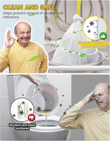 KONE 110 Count Commode Liners Disposable Waste Bags Fits All Standard Bedside Portable Toilet Chair Bucket Potty Bedpan Easy to Use in Saudi Arabia