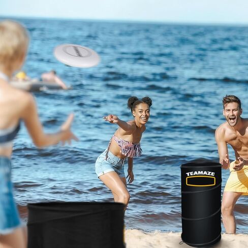 Teamaze Disc Golf Basket Set with 2 Flying Discs | Foldable Backyard & Beach Toss Game for Adults | All-Weather Outdoor Games with Carry Bag | Perfect for Lawn, Tailgating & Camping Games in Saudi Arabia